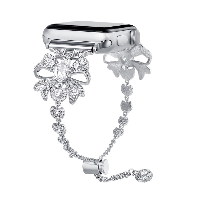 For Apple Watch Series 9 8 7 41mm 6 5 4 SE SE (2022) SE (2023) 40mm 3 2 1 38mm Rhinestones Decor Bowknot Bracelet Metal Watch Strap Adjustable Wrist Band For Apple Watch Series 9 8 7 41mm 6 5 4 SE SE (2022) SE (2023) 40mm 3 2 1 38mm Rhinestones Decor Bowknot Bracelet Metal Watch Strap Adjustable Wrist Band